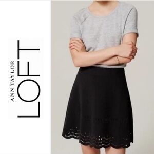 Ann Taylor Loft Flounce Scater Laser Cut Scalloped Hem A line skirt